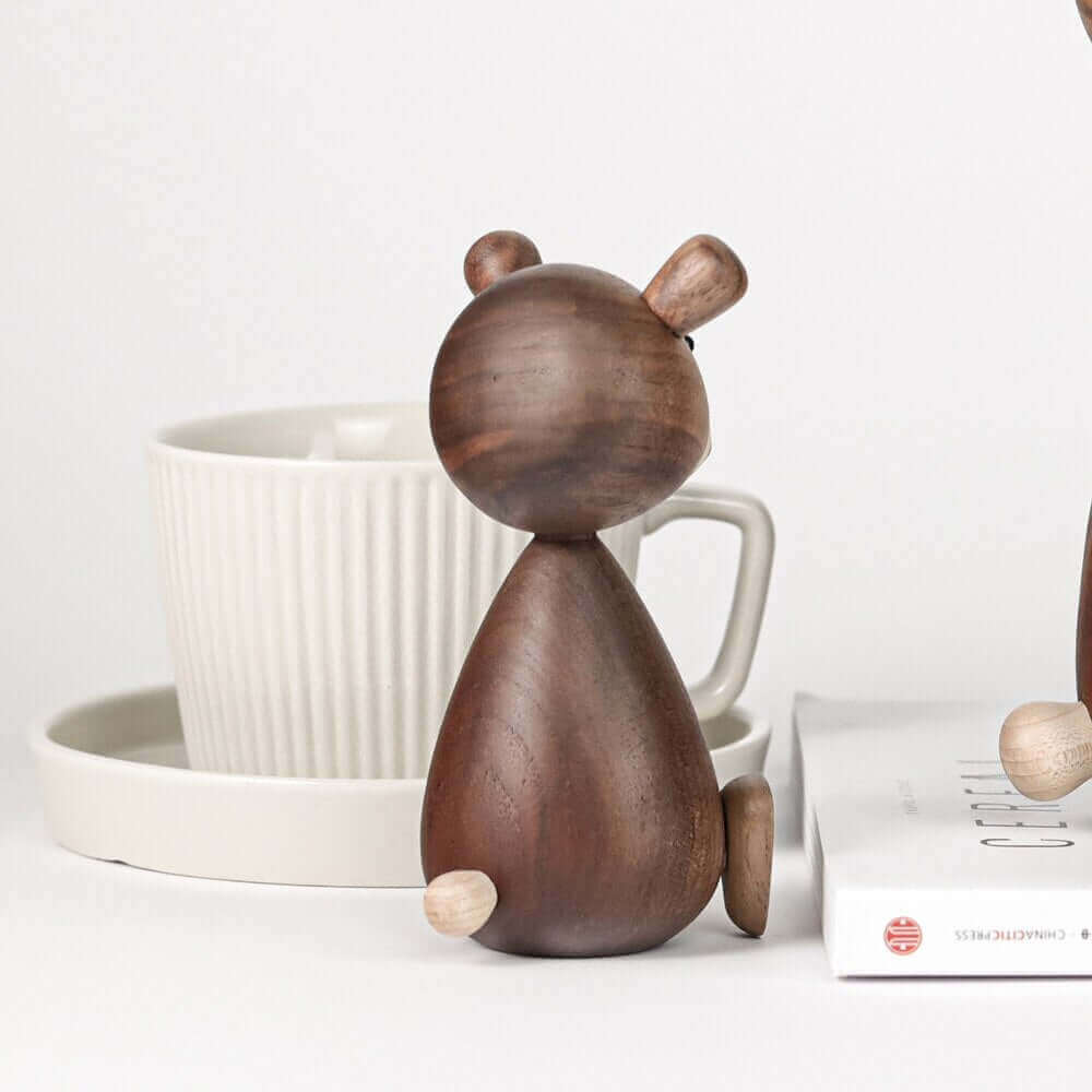 WoodlandWhimsy – Legend Bear Wooden Figure with Minimalist Charm