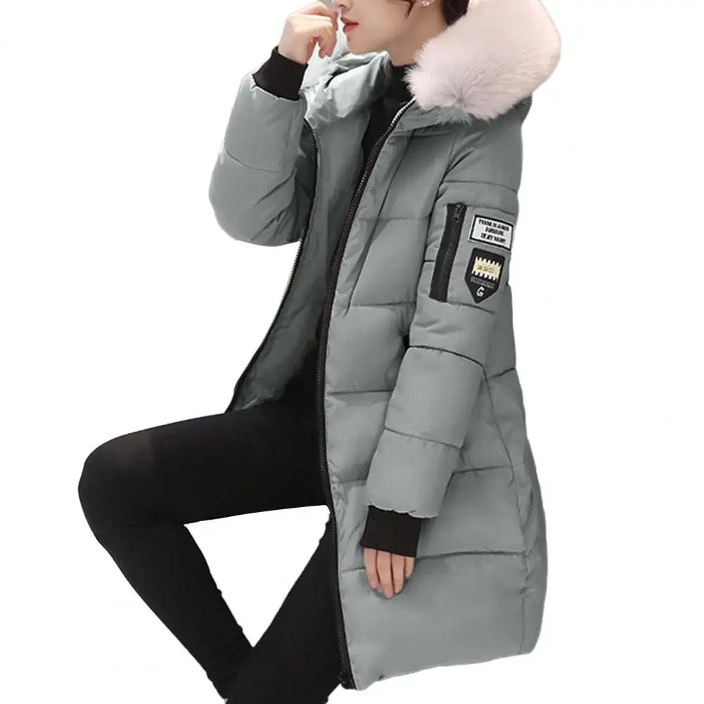 Zoe - Mid-length jacket with hood, zipper, and pockets