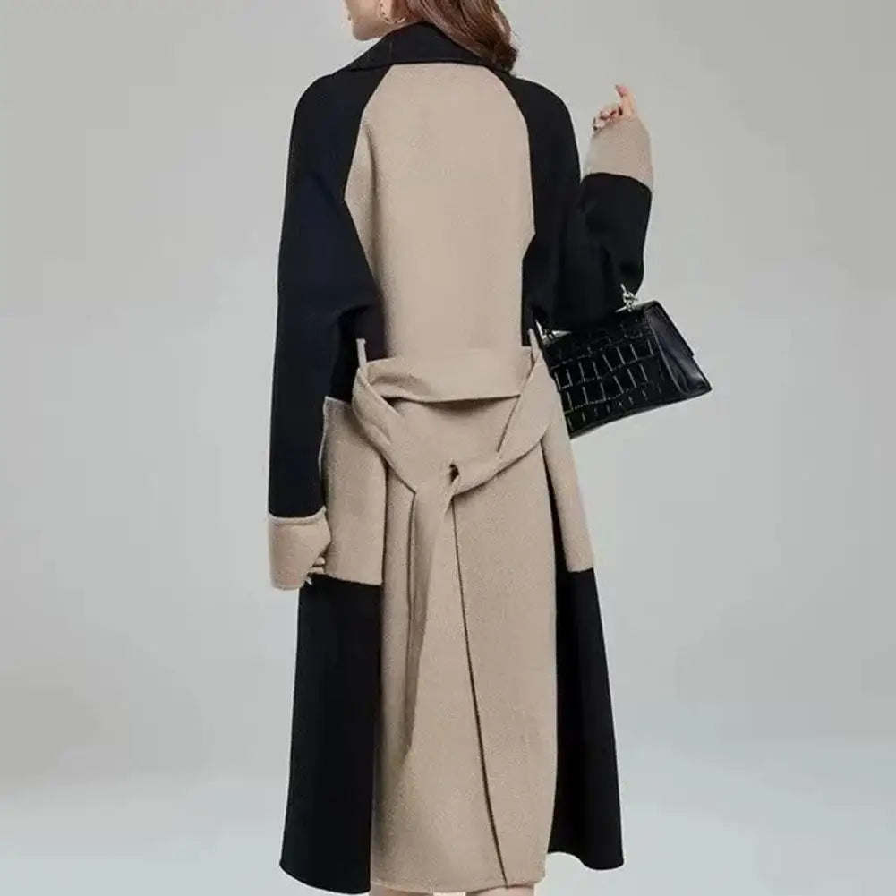 Letecia Two-Toned Wool Coat with Belt