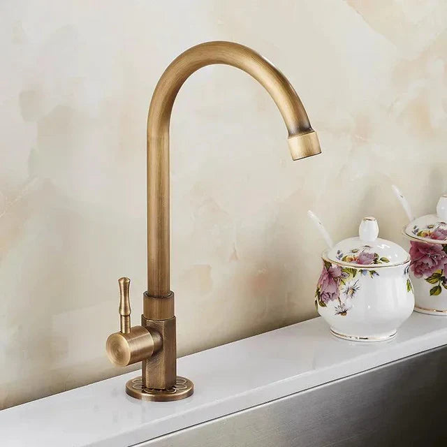 SwanFlow - Antique Kitchen Faucet with Elegant Swan Neck Design