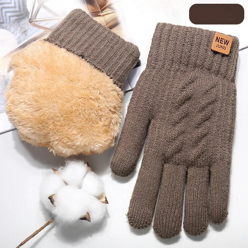 Thermal wool gloves with touchscreen - winter driving gloves