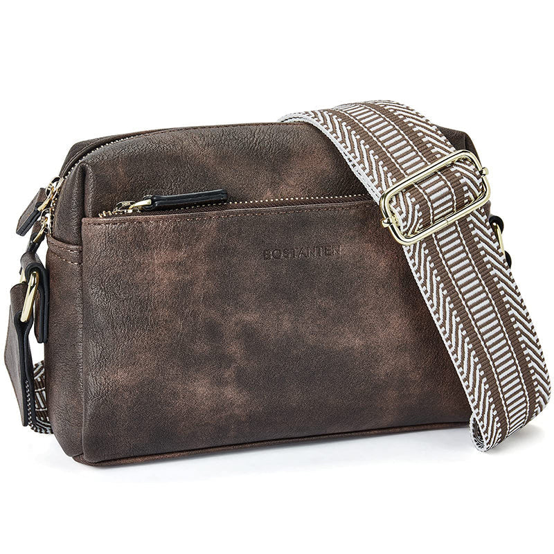 Luisa - Shoulder bag with triple zipper and striped strap