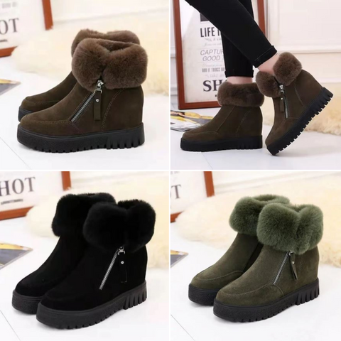 Nora - Slip-resistant fur boots with zipper