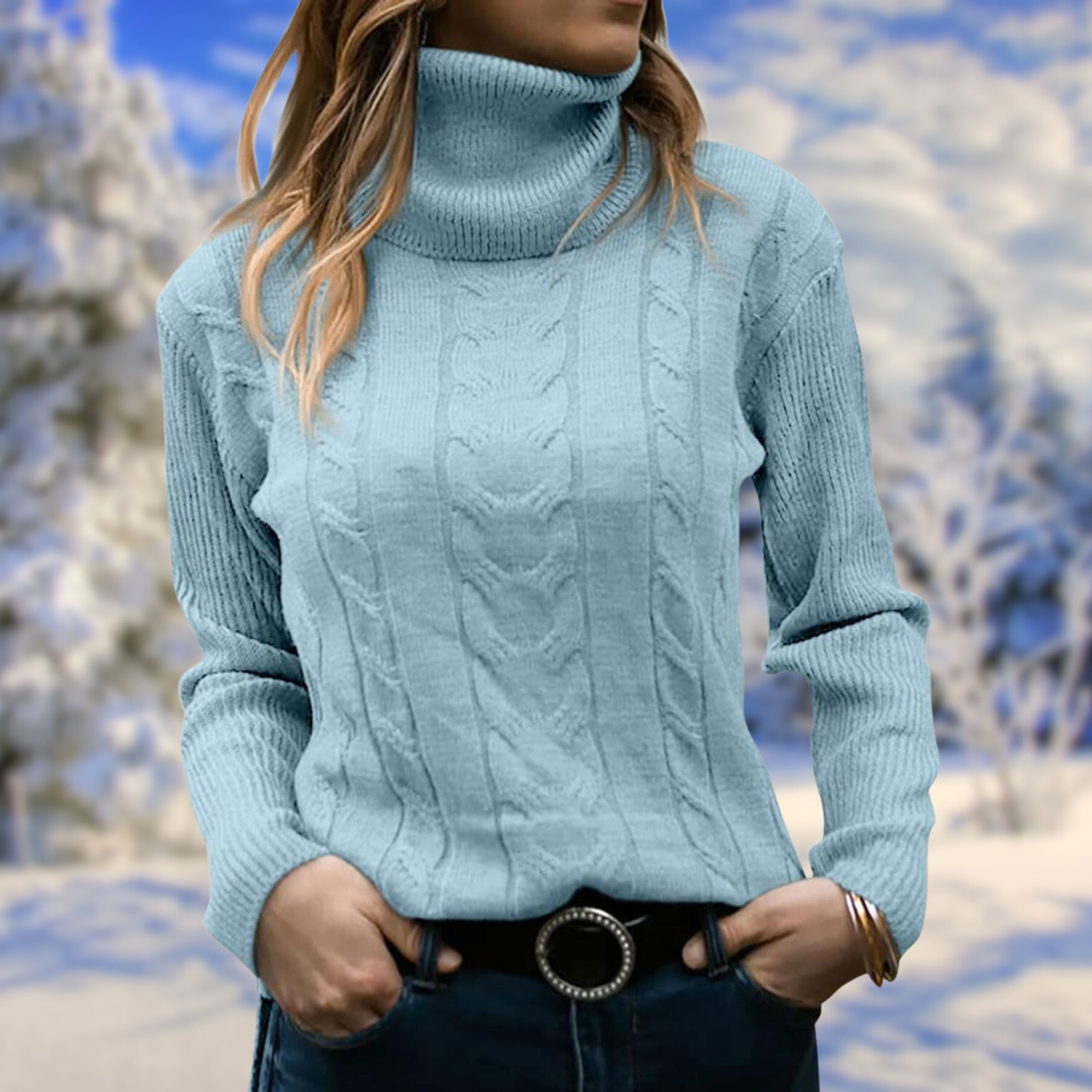 Freda - Warm long-sleeved knitted sweater with a turtleneck