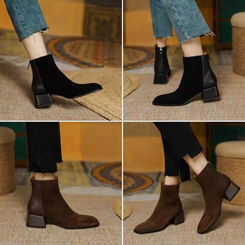 Ida - Comfortable ankle boots with non-slip zipper and classic round toe design