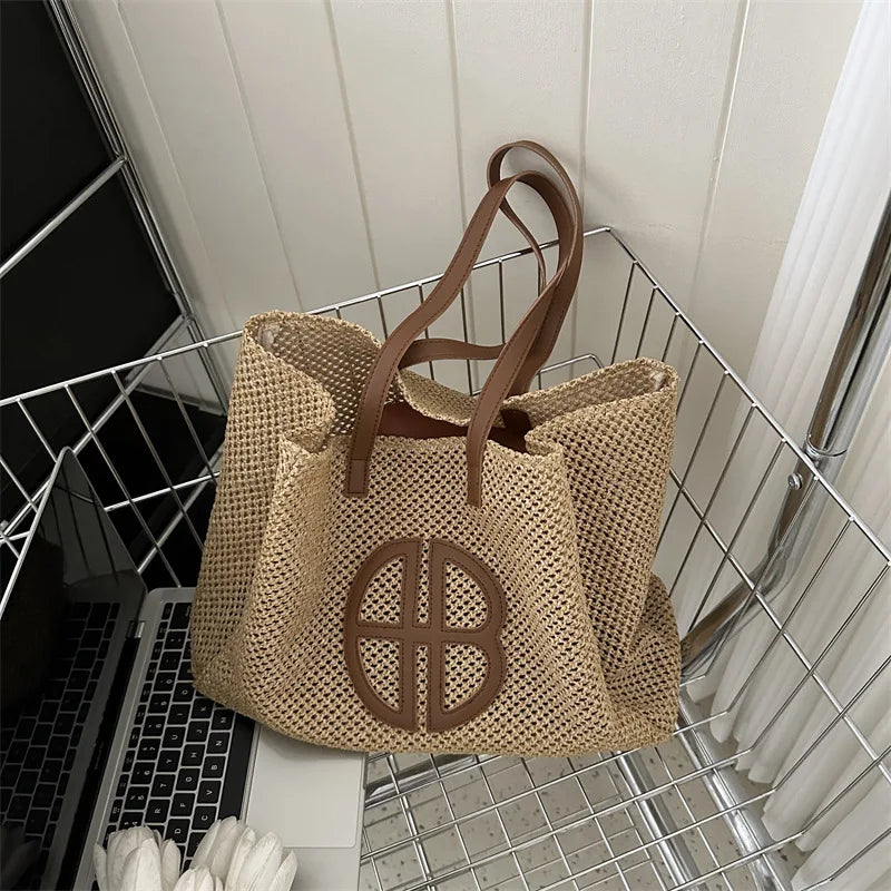 Straw Hollow Designer Casual Beach Bag