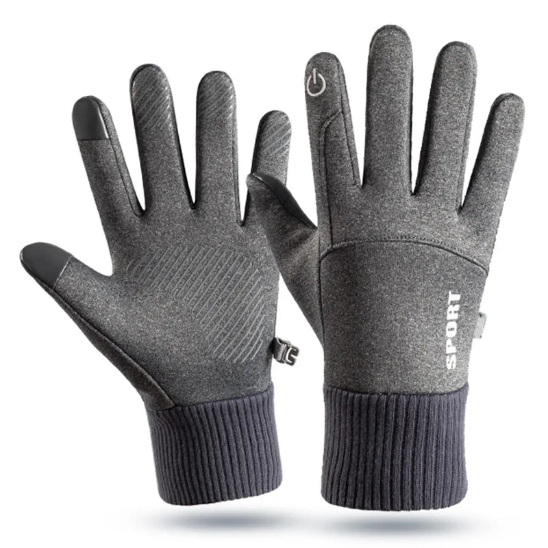 Touchscreen fleece gloves for winter use - waterproof and windproof for cycling, running, and skiing.