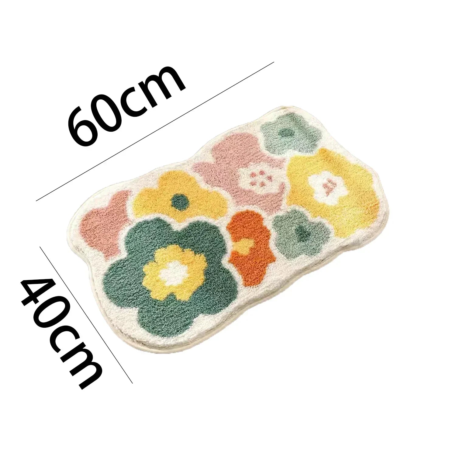 Flowered non-slip bathroom mat