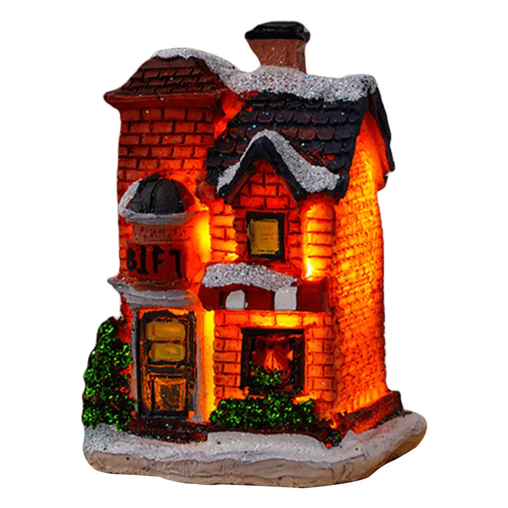 Illuminated holiday village house