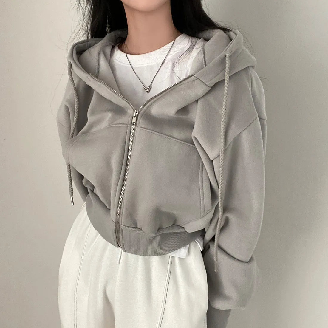 Aria - Oversized Hooded Jacket With Zipper