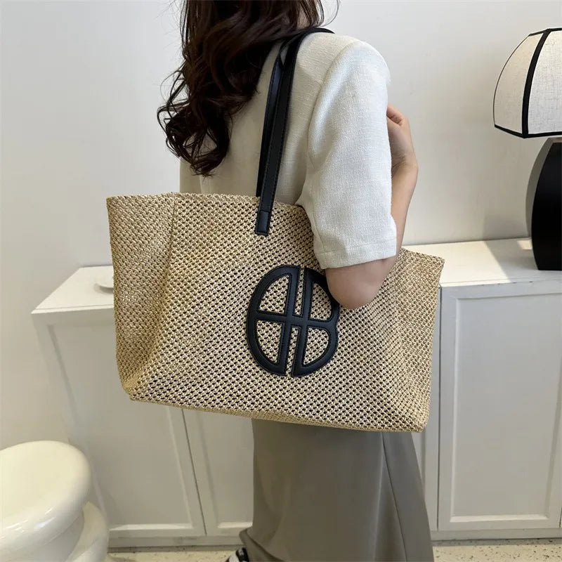 Straw Hollow Designer Casual Beach Bag