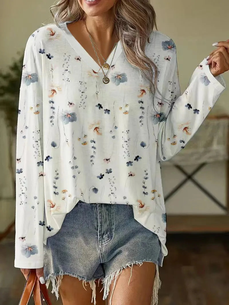 Daisy Floral V-Neck Blouse