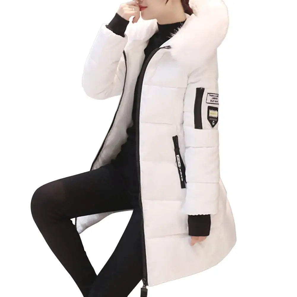 Zoe - Mid-length jacket with hood, zipper, and pockets