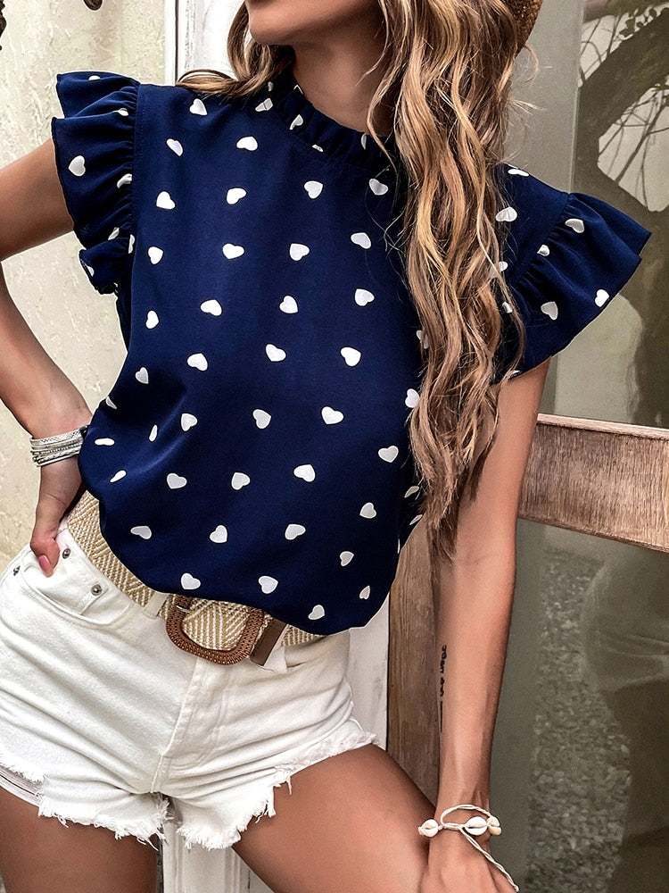 Mia Heart Print Summer Blouse