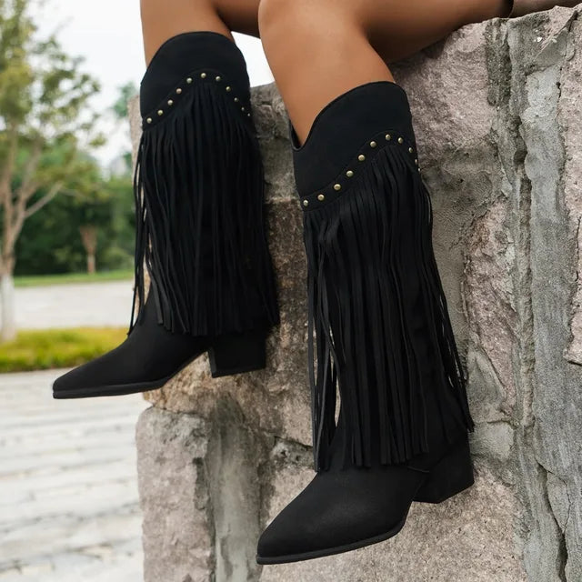 Evelyn - Pointed Toe Non-slip Knee-high Cowboy boots