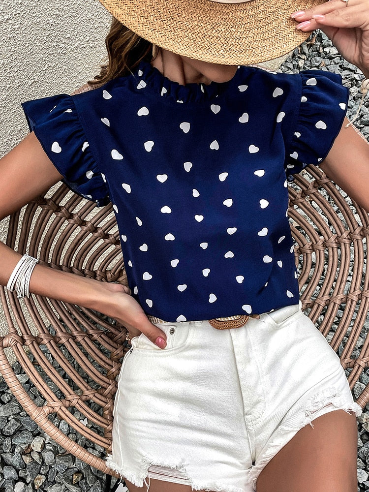 Mia Heart Print Summer Blouse