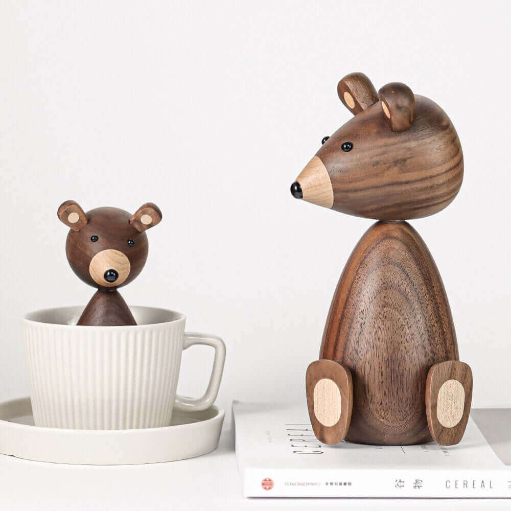 WoodlandWhimsy – Legend Bear Wooden Figure with Minimalist Charm