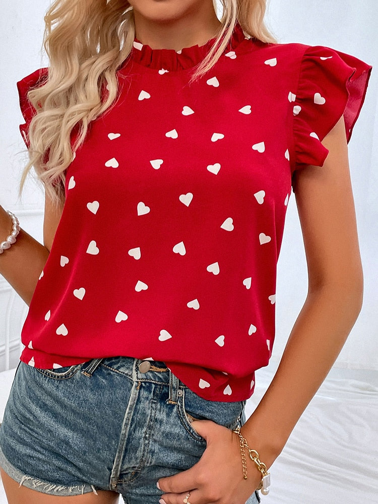 Mia Heart Print Summer Blouse