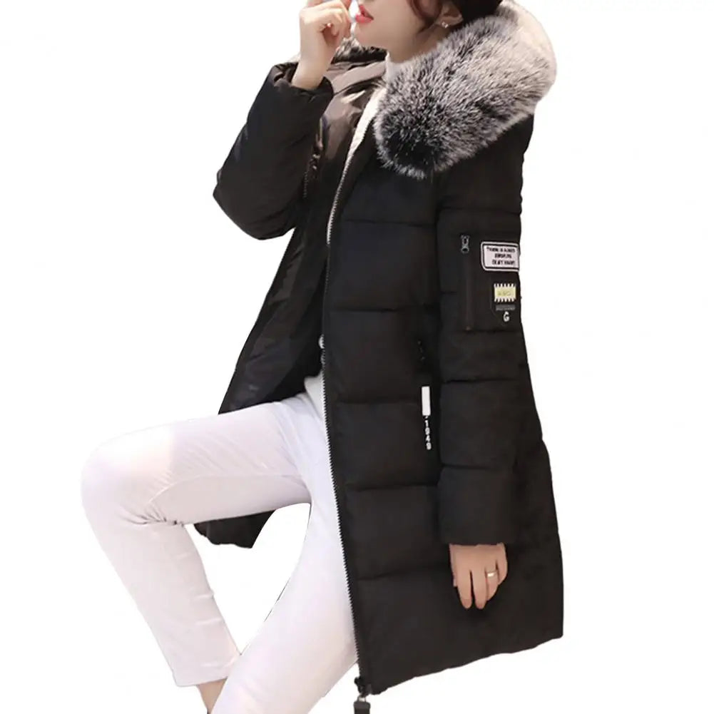 Zoe - Medium length jacket with hood, zipper, and pockets