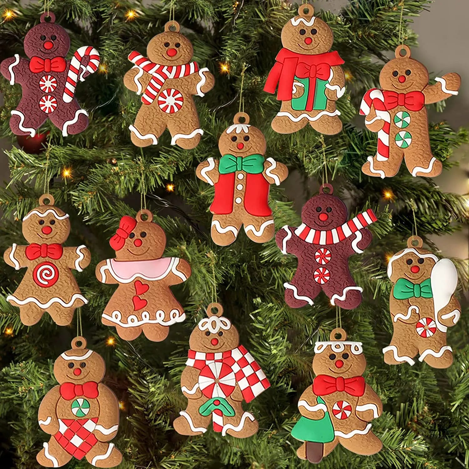 12-Piece Gingerbread Man Ornaments Set