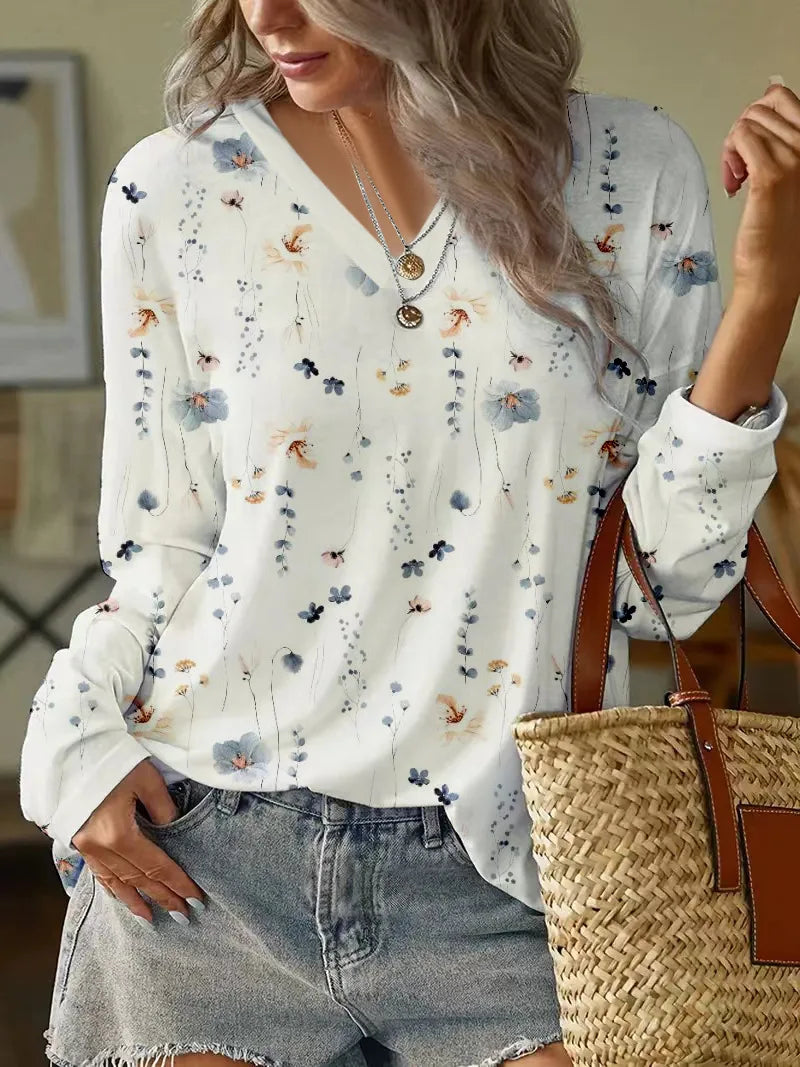 Daisy Floral V-Neck Blouse