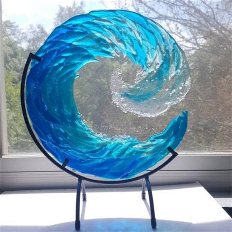 WaveFlow artistic glass sculpture of the majestic sea