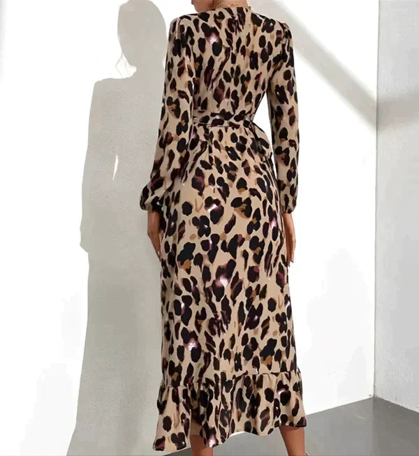 Savannah | V-Neck Leopard Pattern Long Dress