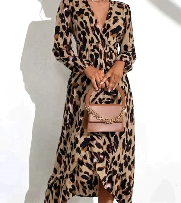 Savannah | V-Neck Leopard Pattern Long Dress