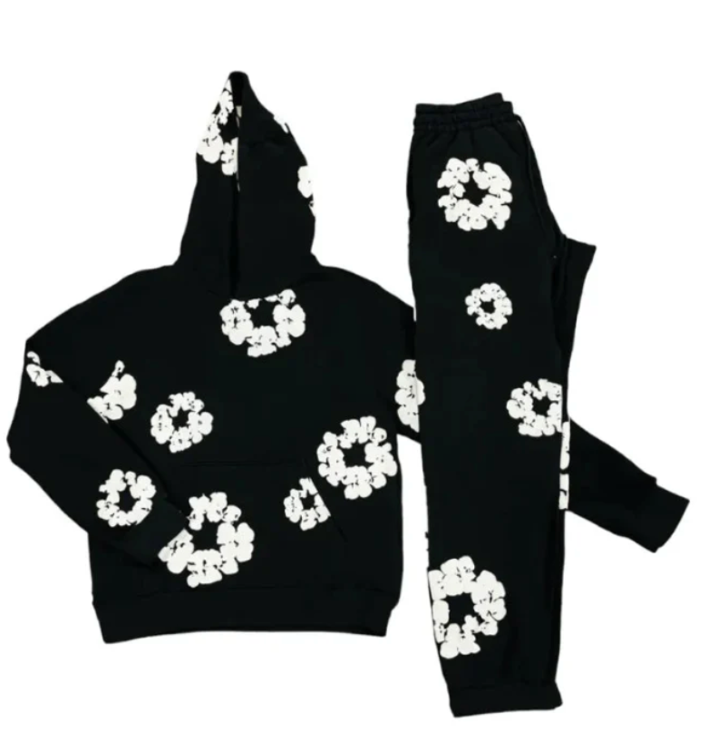 BlossomEase - Unisex flower hoodie and jogging pants set
