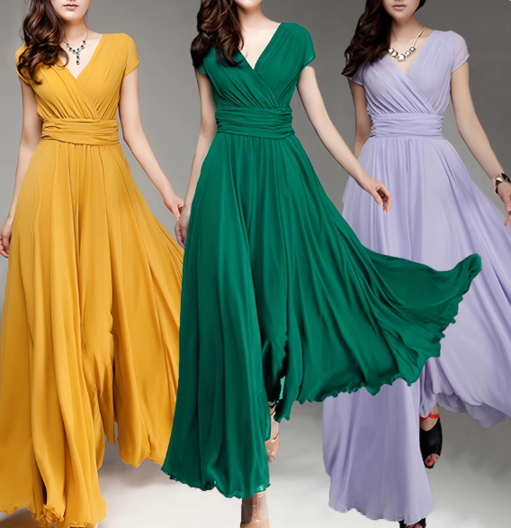 Claire Glamour | V-Neck Long Evening Dress