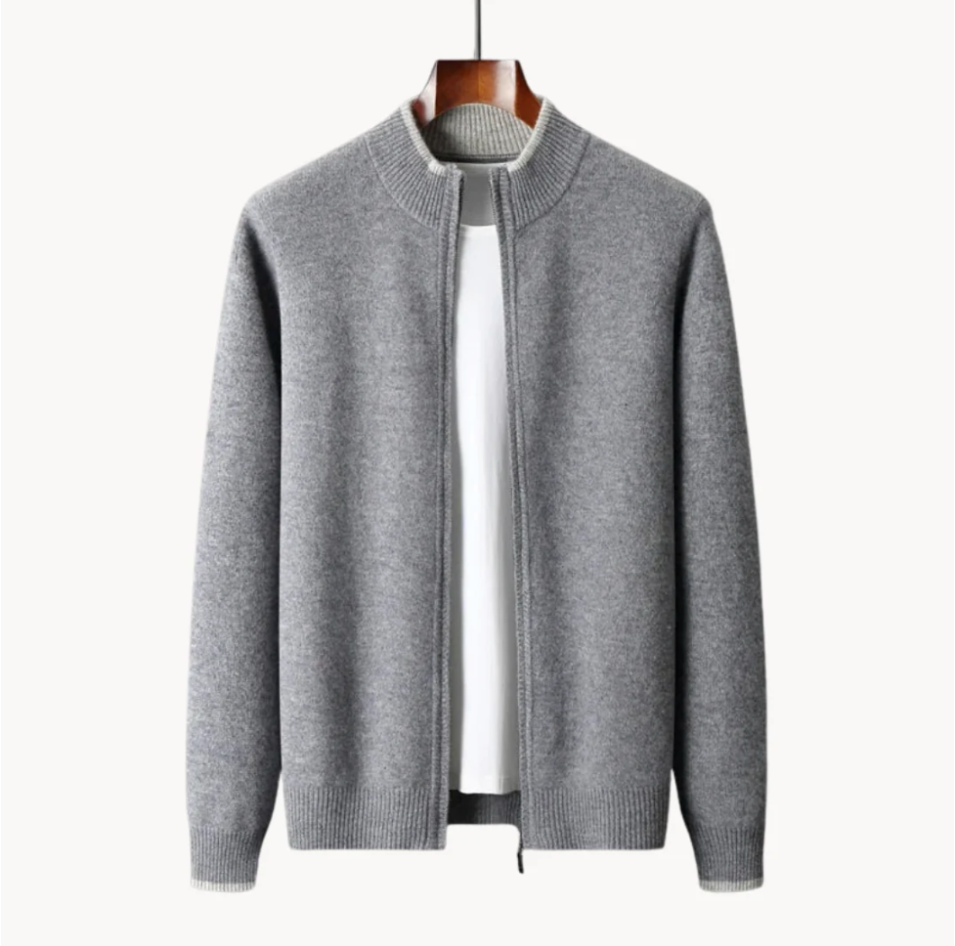 Dennis - Pullover with ribbed collar and zipper