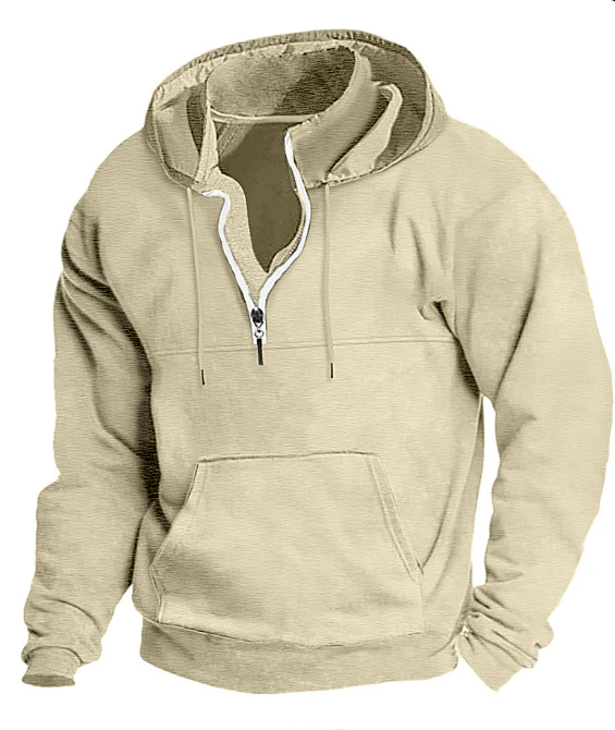 Hans - Hoodie with half zip and pockets