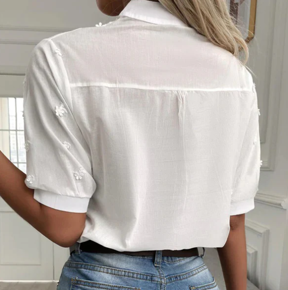 White floral embroidered blouse