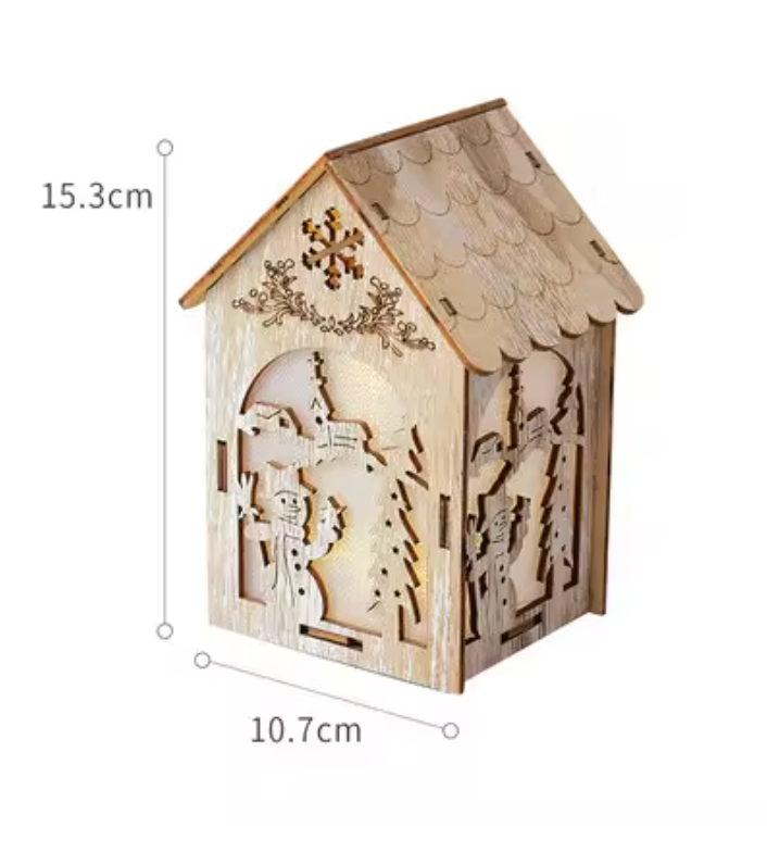 LED Light Wooden House Luminous Cabin