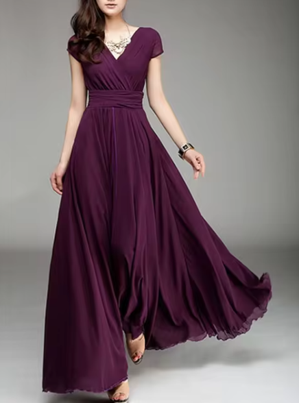 Claire Glamour | V-Neck Long Evening Dress