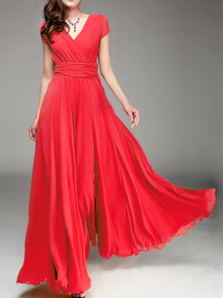 Claire Glamour | V-Neck Long Evening Dress