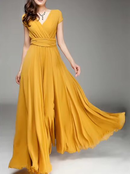 Claire Glamour | V-Neck Long Evening Dress