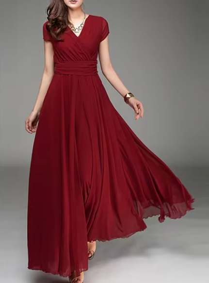 Claire Glamour | V-Neck Long Evening Dress