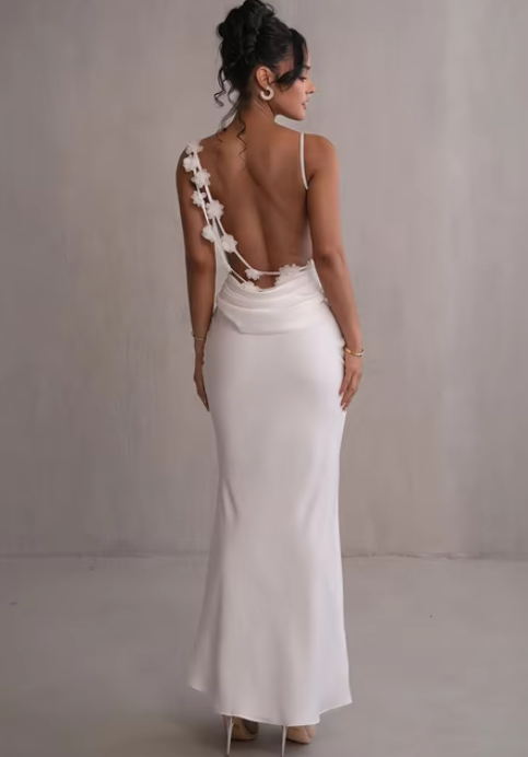 Marga | Fashion Floral Draped Backless Long Dress