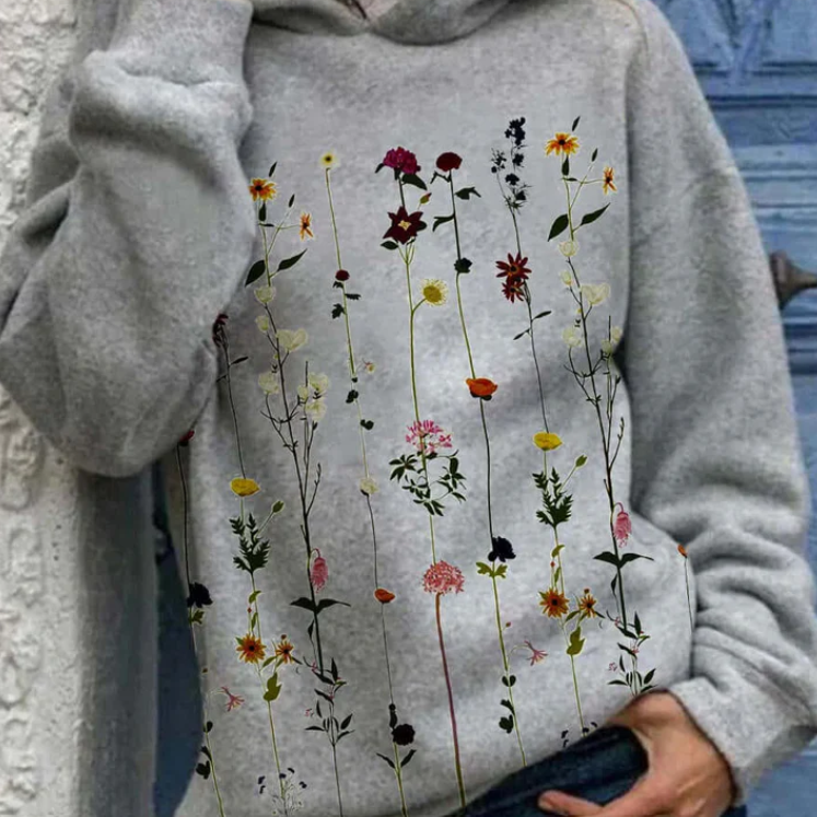 Leni Elegant Flower Detail Hooded Jacket