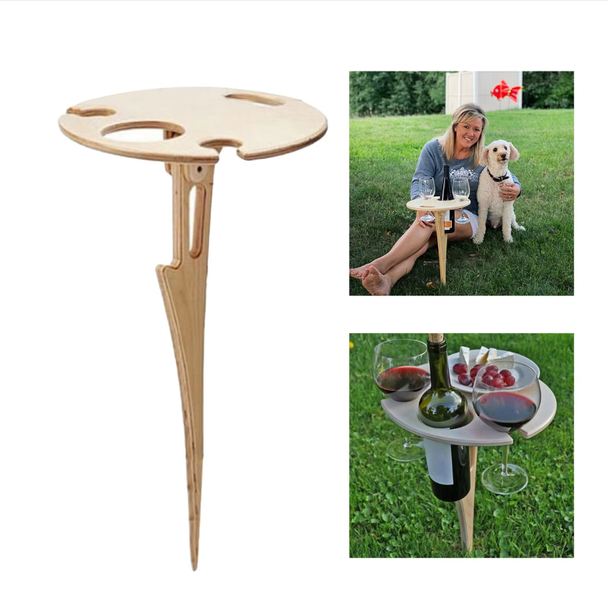 Terraliv Outdoor Drink Holder – Portable Picnic Table for Bottles and Glasses