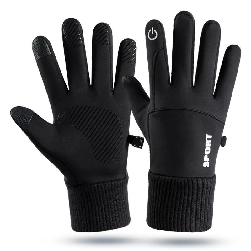 Touchscreen fleece gloves for winter use - waterproof and windproof for cycling, running, and skiing.