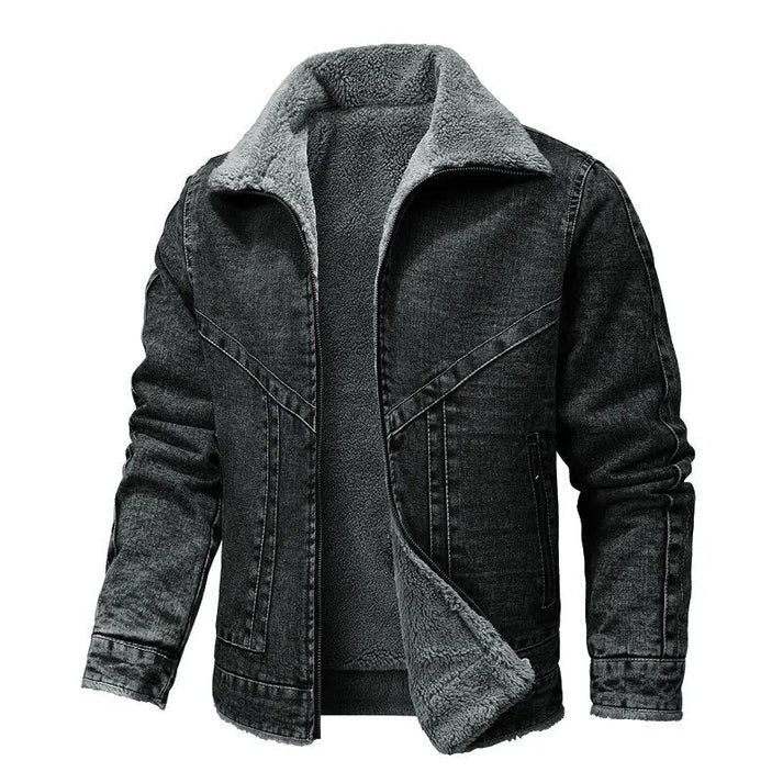 Lucas - Fleece-lined denim jacket with zipper