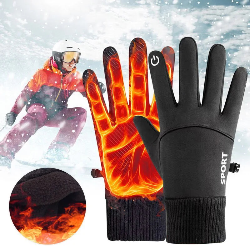 Touchscreen fleece gloves for winter use - waterproof and windproof for cycling, running, and skiing.