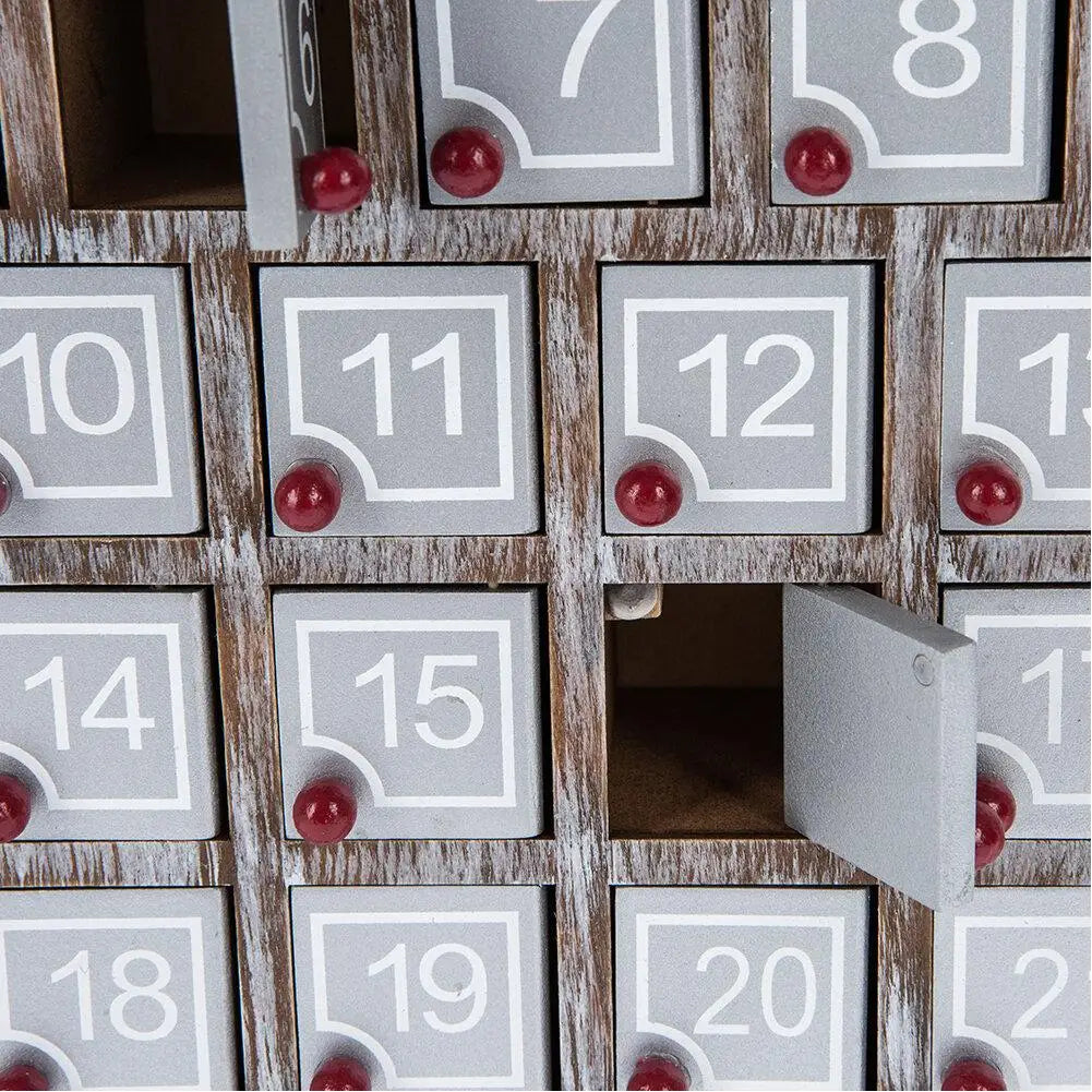 Wooden Advent Calendar With 25 Storage Drawers Christmas House Shaped