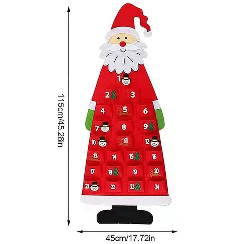 Felt Advent Calendar Fabric Christmas Hanging Pendant Santa Claus Ornaments