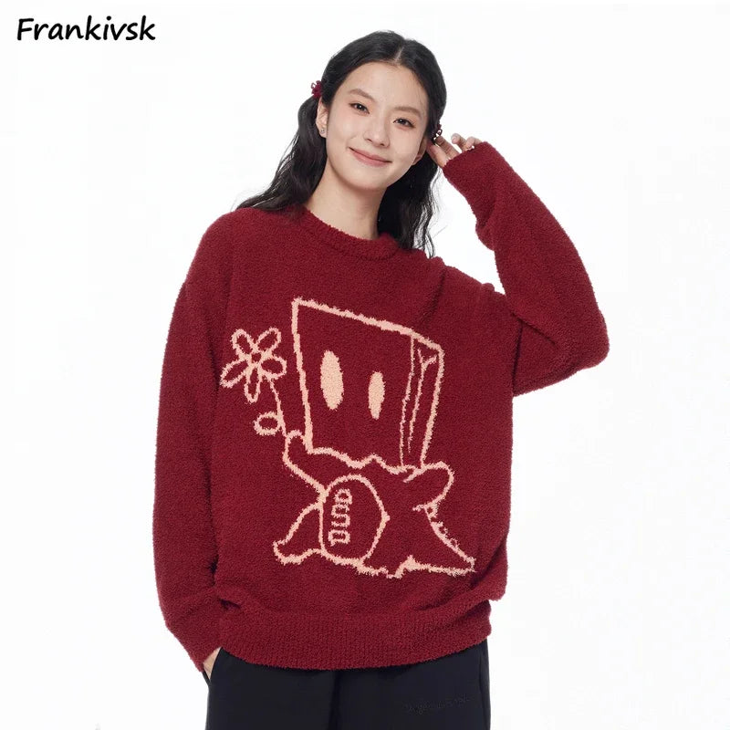 Red Cartoon Christmas Sweaters