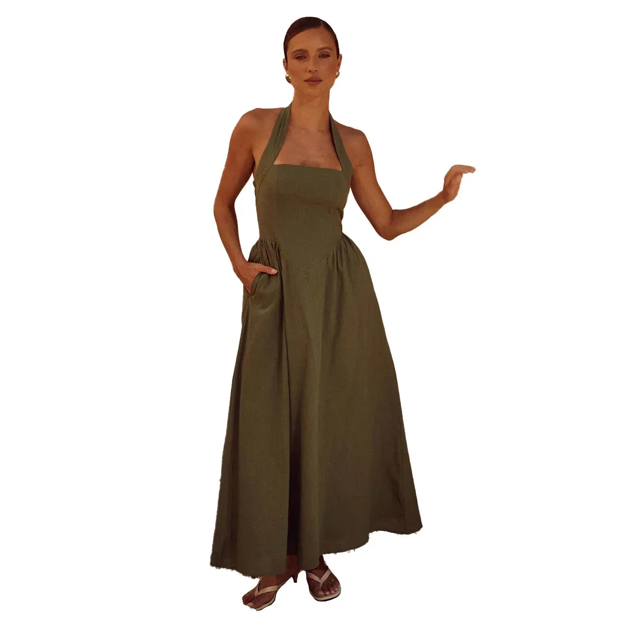 Pernilla – Elegant Maxi Dress with Halterneck Cutout