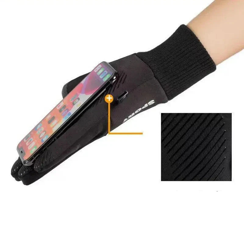 Touchscreen fleece gloves for winter use - waterproof and windproof for cycling, running, and skiing.