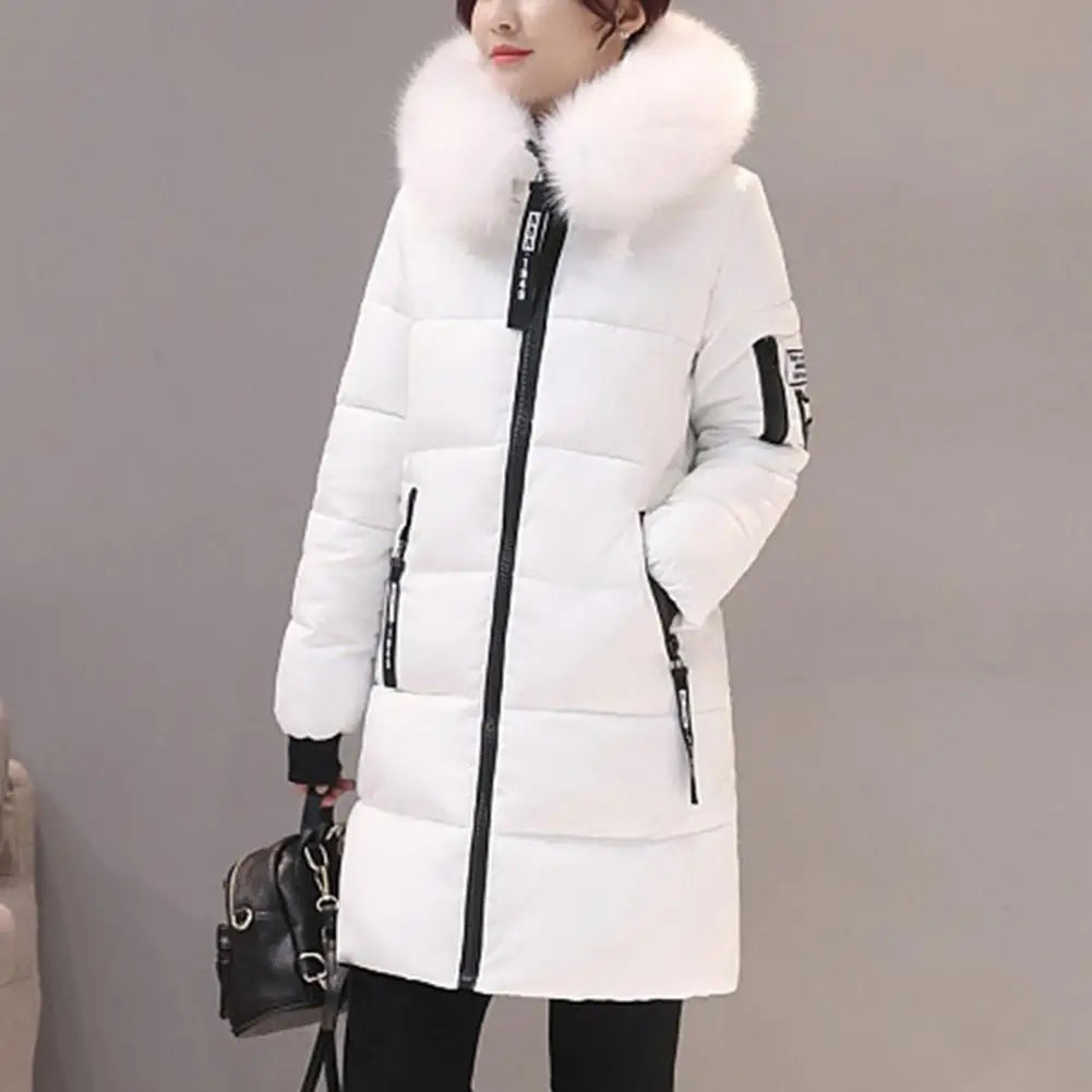 Zoe - Mid-length jacket with hood, zipper, and pockets